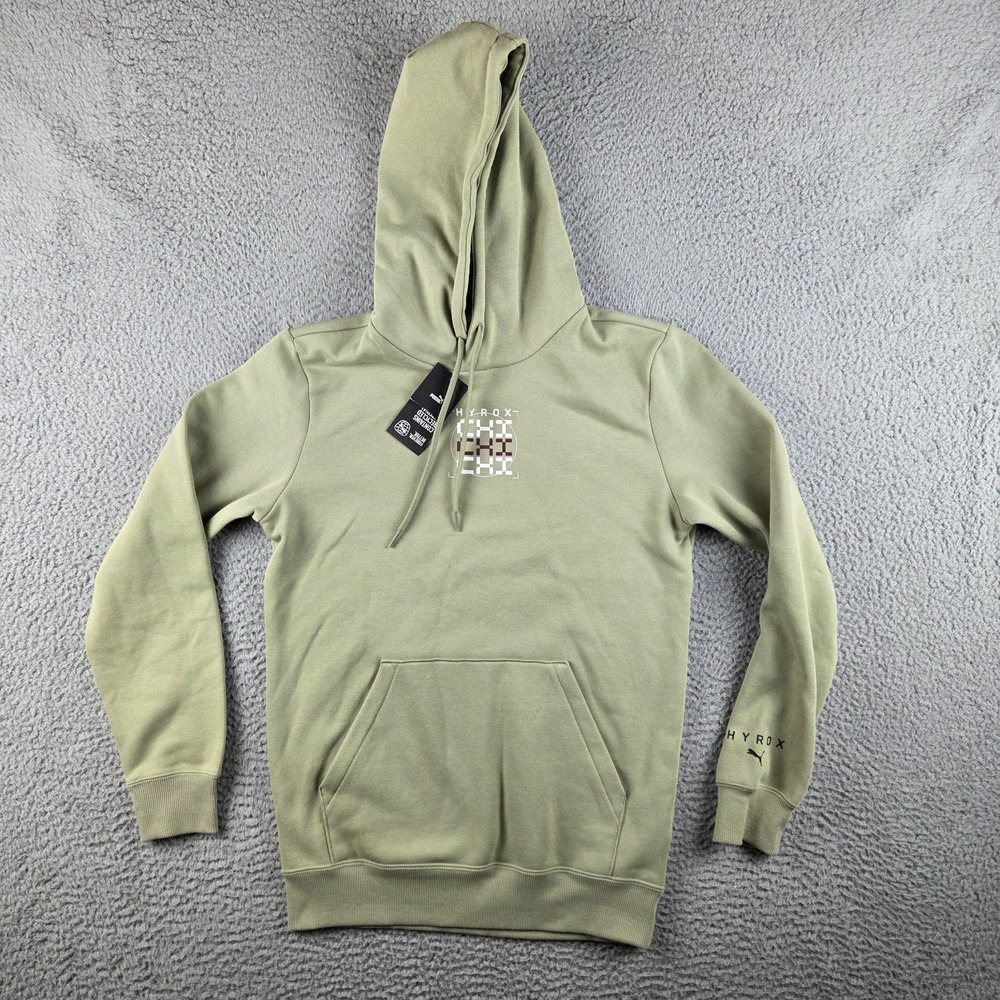PUMA x HYROX Mens XS Chicago Lifestyle Hoodie Green Printed Graphic